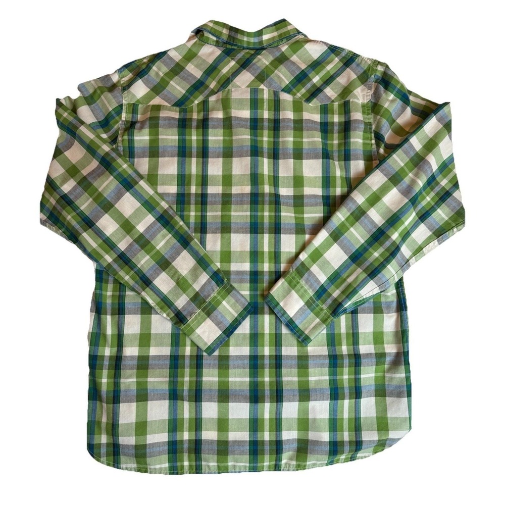 Levis Green Plaid Pearl Snap Button Up Long Sleeve Vintage Style Mens Shirt Sz M - Picture 2 of 9